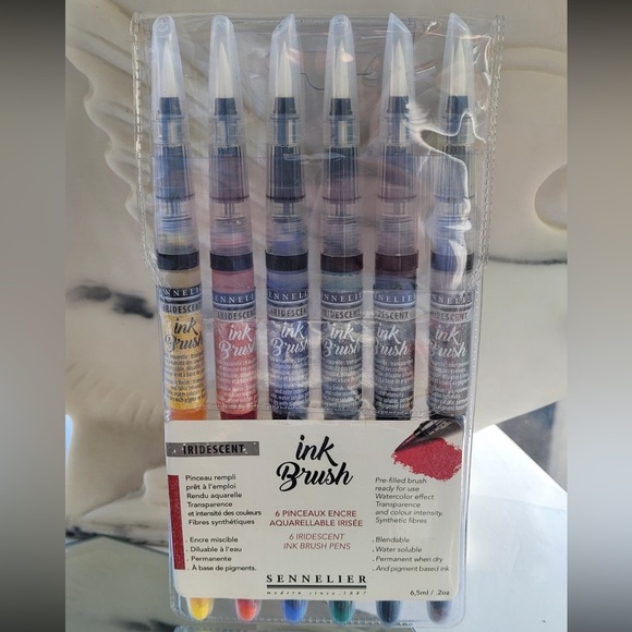SENNELIER IRIDESCENT Ink Brush Pens 6ct(RETAIL $49+) - Picture 1 of 9